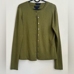 Ann Taylor Olive Knit Button-Up Cardigan